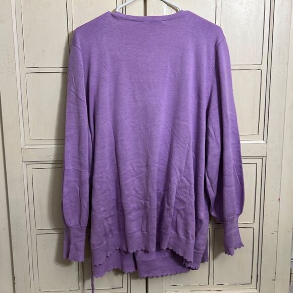 NWOT Isaac Mizrahi size 2X purple wrap sweater - Picture 3 of 4